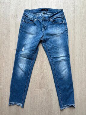 Grace in LA Skinny Jeans Medium Wash Distressed Size 28